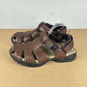 Teva Fisherman Leather Outdoor Sandals Mens 7 Brown Adjustable Hook and Loop